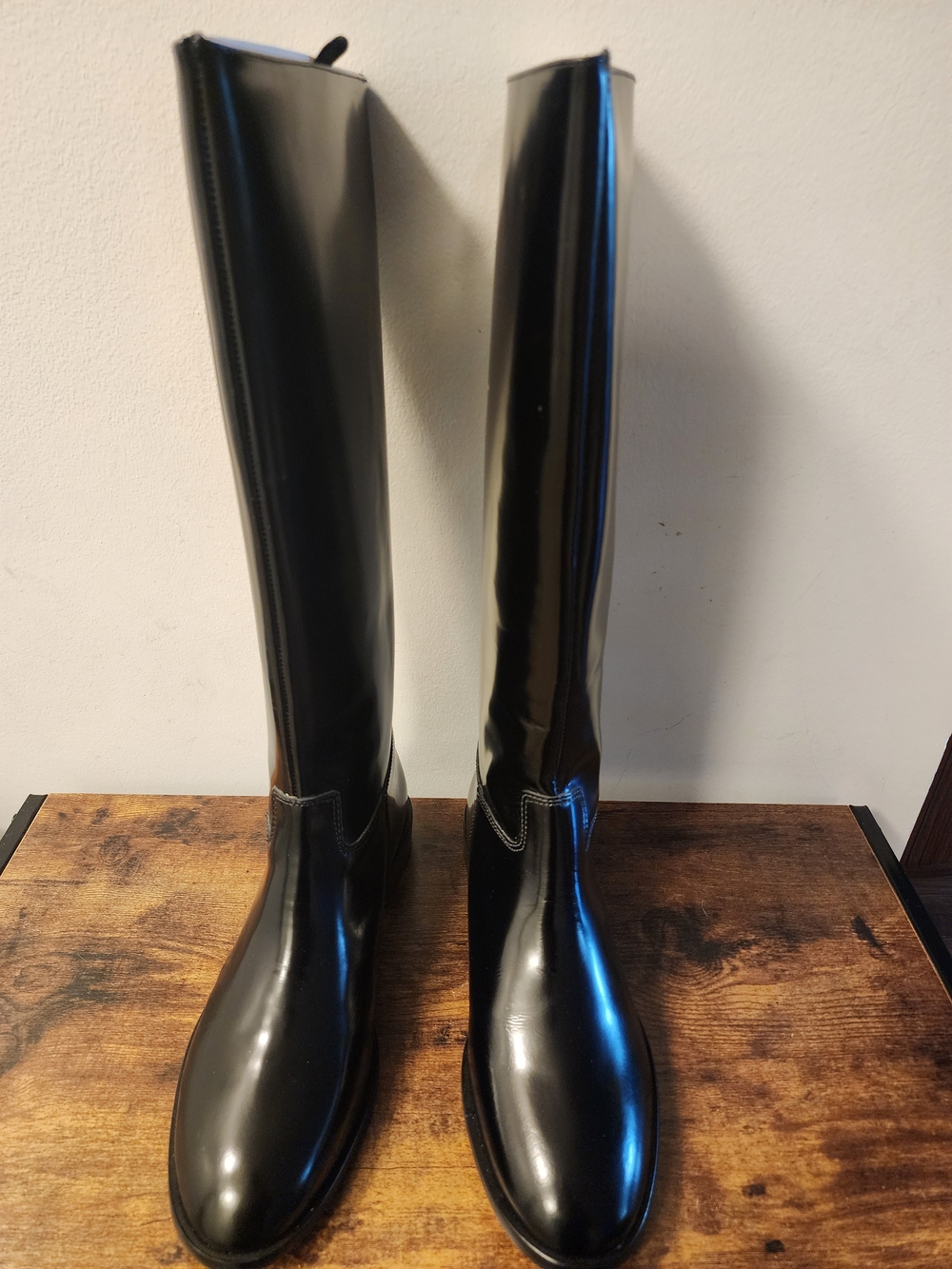 SILENT D "Giselle" Black Box Leather Knee-High Riding Boots